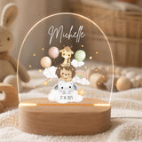 LED-Nachtlicht für Kinder mit Motiv Giraffe, Löwe, Elefant, personalisiert