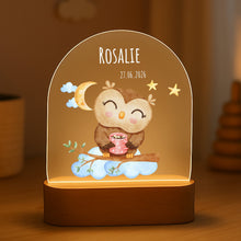 Charger l'image dans la galerie, Personalisiertes Nachtlicht für Babys mit Namen Datum Eule - Individuelle Geschenke Baby

