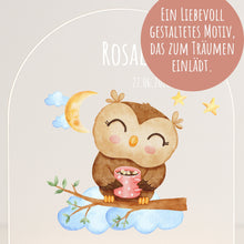 Charger l'image dans la galerie, Personalisiertes Nachtlicht für Babys mit Namen Datum Eule - Individuelle Geschenke Baby
