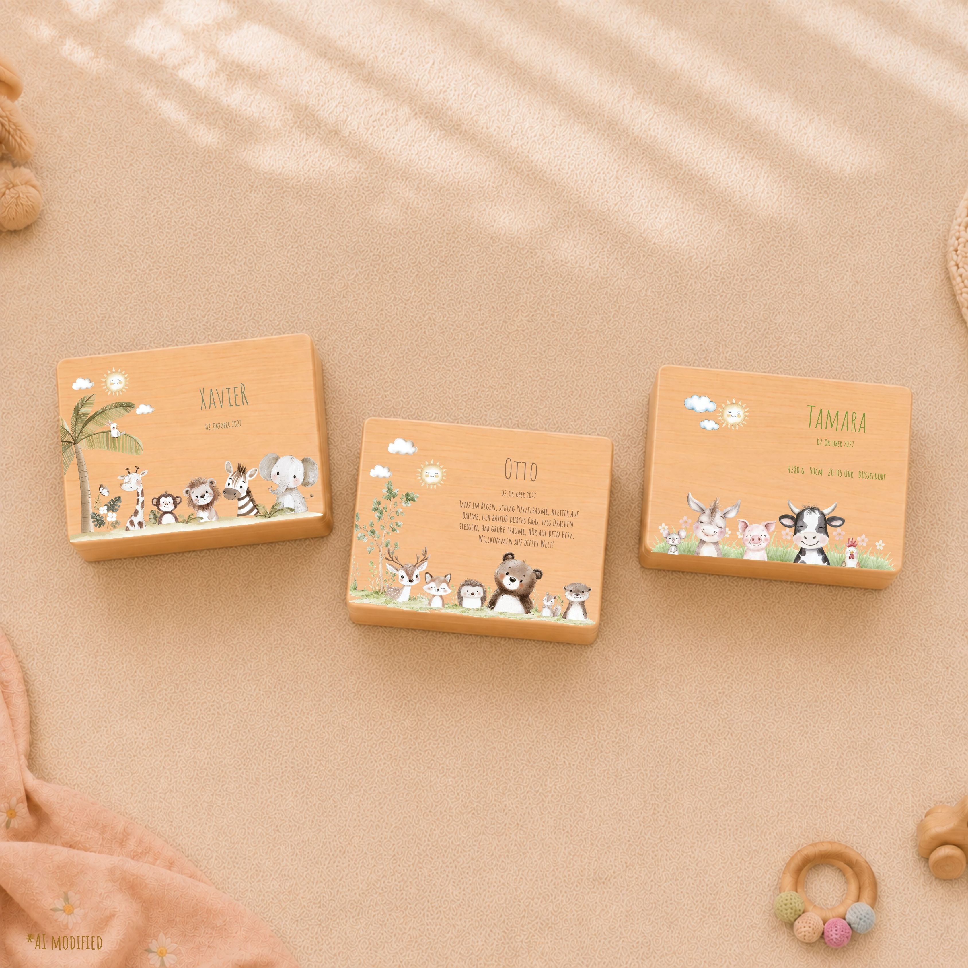 Erinnerungsbox Baby mit Deckel Waldtiere personalisiert – Ansicht 9