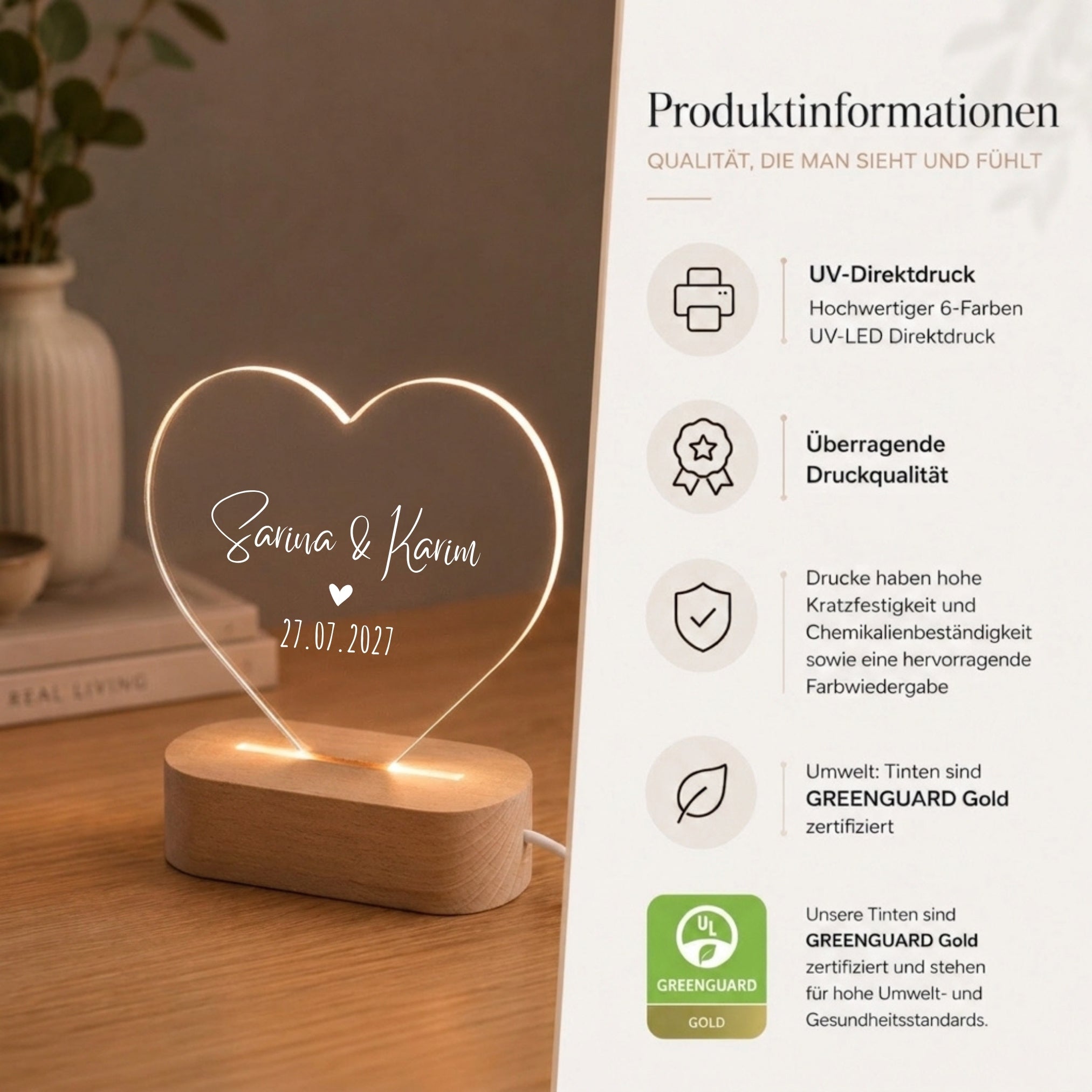 LED-Nachtlicht in Herzform mit Motiv Herz klassisch – Ansicht 7