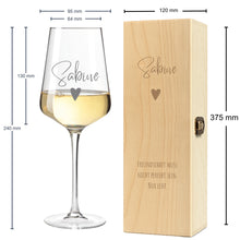 Charger l'image dans la galerie, Leonardo Weinglas mit Gravur und Holzkiste im Set - Geschenk für Sie &amp; Ihn
