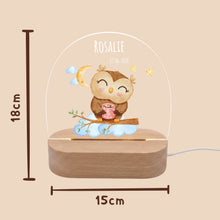 Charger l'image dans la galerie, Personalisiertes Nachtlicht für Babys mit Namen Datum Eule - Individuelle Geschenke Baby
