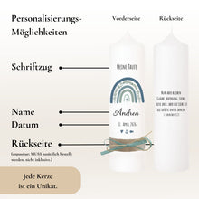 Lade das Bild in den Galerie-Viewer, Taufkerze &quot;Andrea&quot; Eukalyptus Regenbogen - personalisiert
