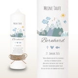 Taufkerze Berge Symbole blau – Ansicht 2