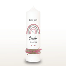 Lade das Bild in den Galerie-Viewer, Taufkerze "Cecilia" Eukalyptus Regenbogen - personalisiert
