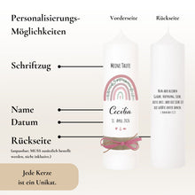 Lade das Bild in den Galerie-Viewer, Taufkerze "Cecilia" Eukalyptus Regenbogen - personalisiert
