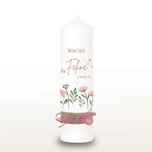 Load image into Gallery viewer, Taufkerze "Feline" Wal hell blau mit christlichen Symbolen - personalisiert
