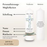 Taufkerze Kreuz Blumen Symbole blau – Ansicht 4