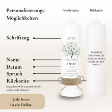 Load image into Gallery viewer, Taufkerze "Josef" Wal hell blau mit christlichen Symbolen - personalisiert
