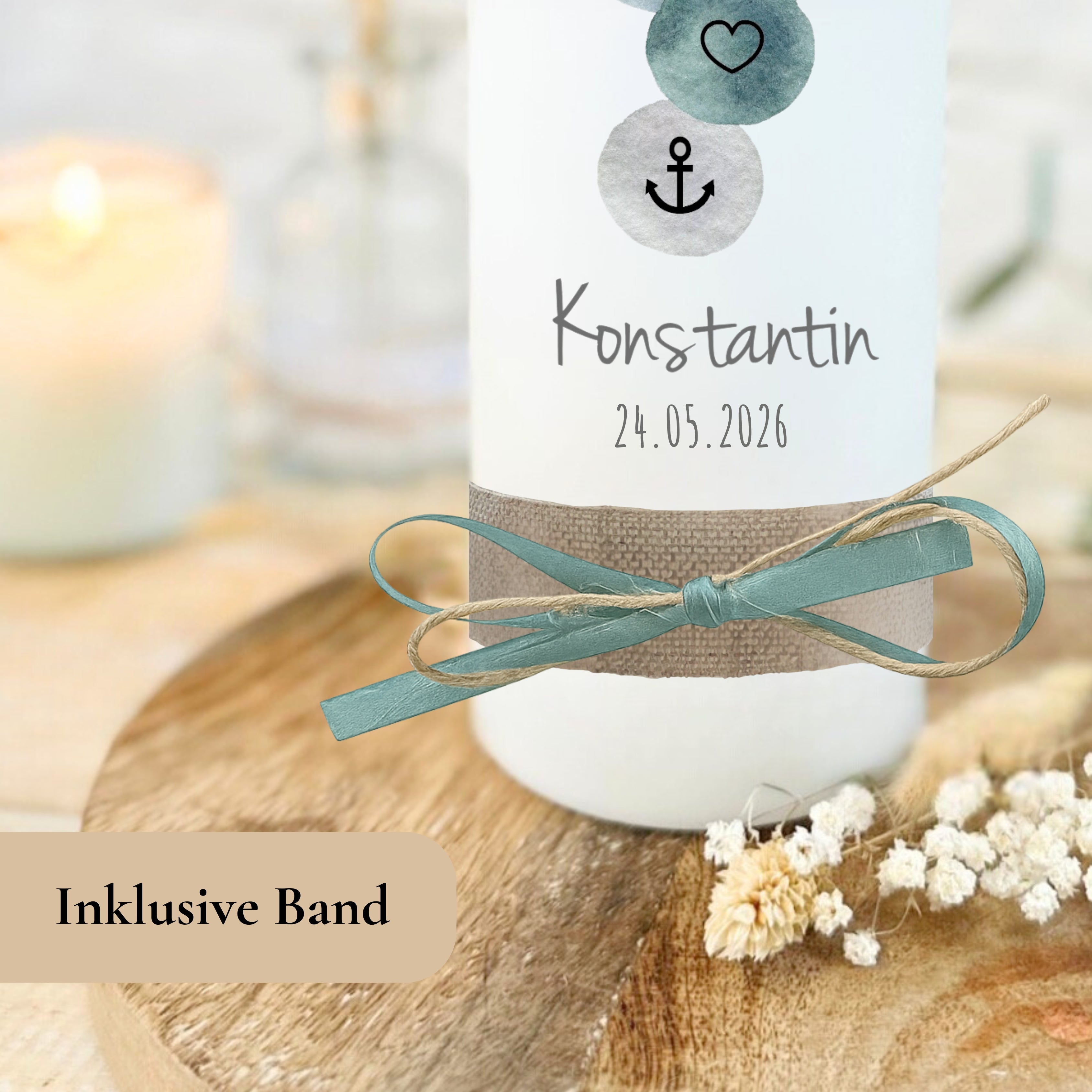 Taufkerze Symbole blau – Ansicht 5