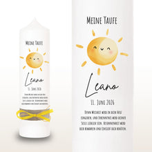 Lade das Bild in den Galerie-Viewer, Taufkerze "Leano" Wal hell blau mit christlichen Symbolen - personalisiert
