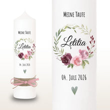 Charger l'image dans la galerie, Taufkerze "Letitia" Blumen - personalisiert
