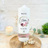 Taufkerze Blattkranz Rosen rosa – Ansicht 3
