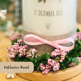 Taufkerze Blattkranz Rosen rosa – Ansicht 5