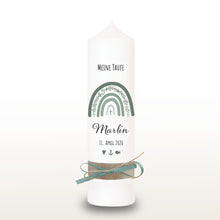 Lade das Bild in den Galerie-Viewer, Taufkerze "Marlin" Eukalyptus Regenbogen - personalisiert
