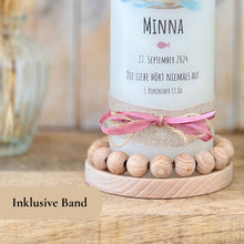 Lade das Bild in den Galerie-Viewer, Taufkerze &quot;Minna&quot; Wal hell blau mit christlichen Symbolen - personalisiert
