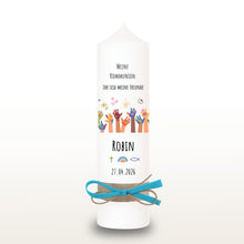 Load image into Gallery viewer, Kommunionkerze &quot;Robin&quot; - personalisiert
