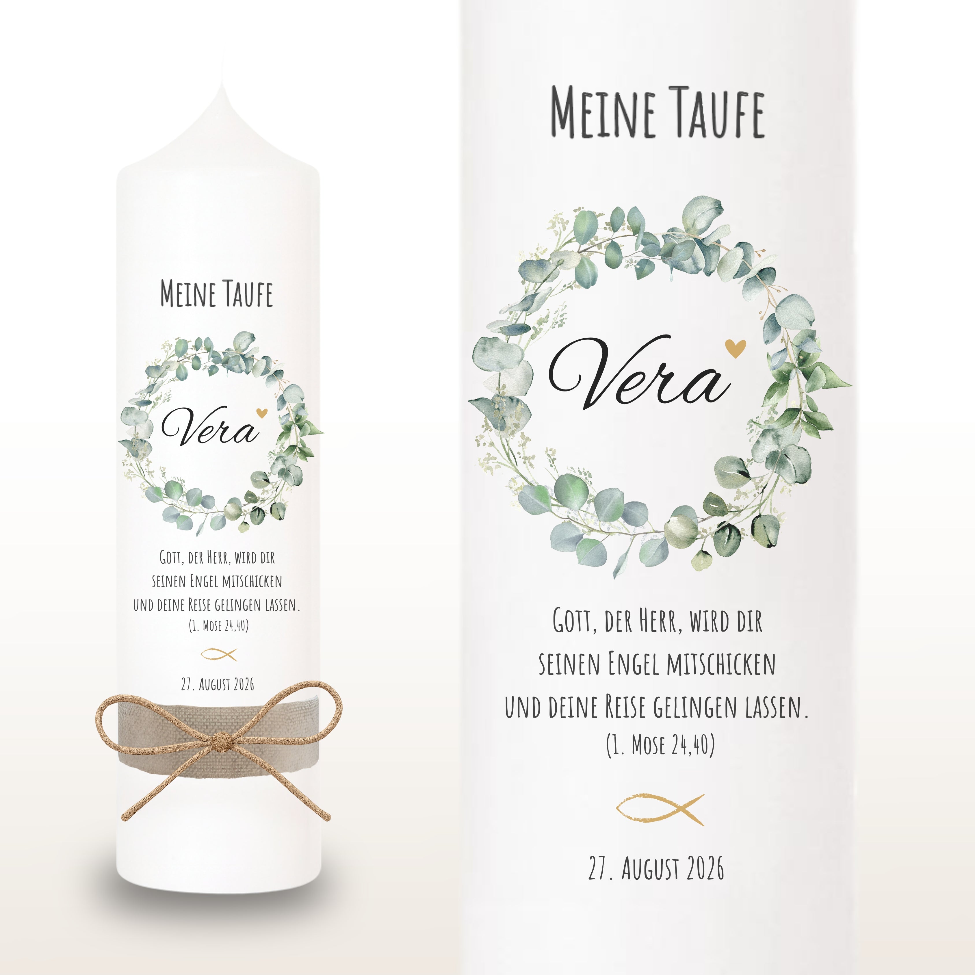 Taufkerze Blumenkranz Mini Herz – Ansicht 2