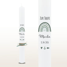 Lade das Bild in den Galerie-Viewer, Taufkerze "Marlin" Eukalyptus Regenbogen - personalisiert
