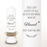 Trauerkerze "Dieses Licht leuchtet...der Himmel nicht so weit weg wäre" - *Franz* Spruch