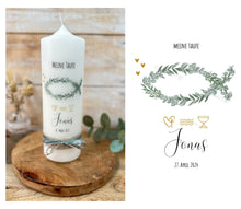 Load image into Gallery viewer, Baptism candle / confirmation candle &quot;Lukas&quot; heart wreath - personalised

