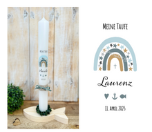 Load image into Gallery viewer, Baptism candle / confirmation candle &quot;Laurenz&quot; stars rainbow - personalised
