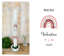 Load image into Gallery viewer, Christening candle / confirmation candle &quot;Antonella&quot; flowers rainbow - personalised
