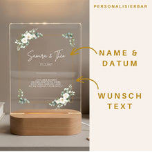 Charger l'image dans la galerie, VILLA ROSA LOTTA Hochzeitsgeschenke für Brautpaar – LED-Acrylglas Nachtlicht
