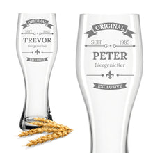 Charger l&#39;image dans la galerie, Weizenglas mit Gravur Leonardo - Personalisiertes Geburtstagsgeschenk für Männer
