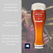 Lade das Bild in den Galerie-Viewer, Weizenglas mit Gravur Leonardo - Personalisiertes Geburtstagsgeschenk fŸr MŠnner
