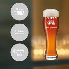 Charger l&#39;image dans la galerie, Weizenglas mit Gravur Leonardo - Personalisiertes Geburtstagsgeschenk für Männer
