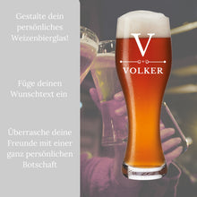 Load image into Gallery viewer, Weizenglas mit Gravur Initiale klassisch – Ansicht 3

