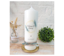 Load image into Gallery viewer, Wedding candle &quot;Valerie&quot; eucalyptus leaves - personalised
