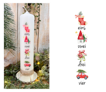 Load image into Gallery viewer, Weihnachtskerze/Adventskerze &quot;Loke 1-4 Advent &quot; mit Zahlen 1-24
