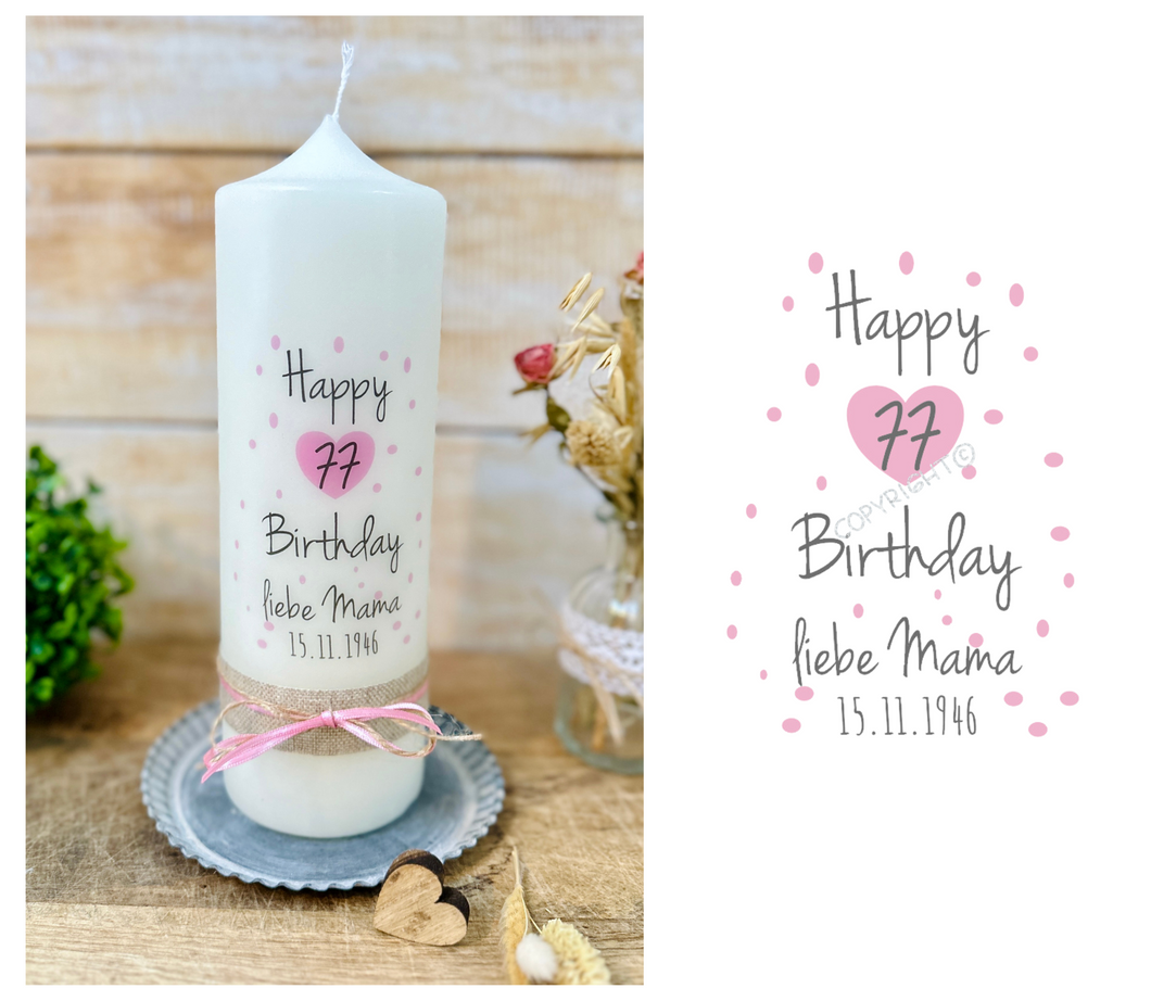 Geschenk Kerze „Martina-Happy Birthday“ Geburtstagskerze - personalisierbar