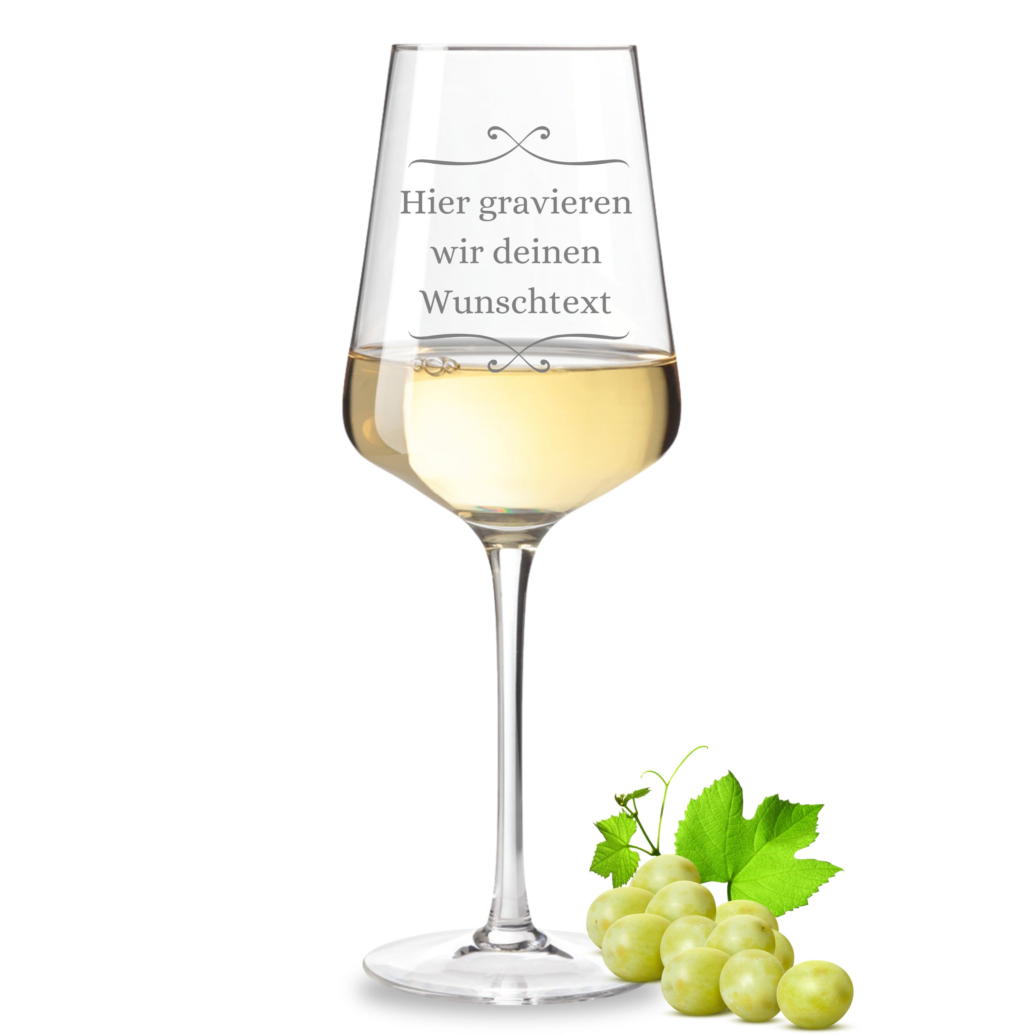 Weißweinglas mit Gravur Wunschtext, personalisiert mit Wunschtext