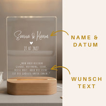 Charger l'image dans la galerie, VILLA ROSA LOTTA Hochzeitsgeschenke für Brautpaar – LED-Acrylglas Nachtlicht
