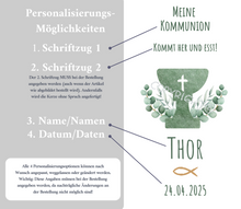Lade das Bild in den Galerie-Viewer, Kommunionkerze &quot; Kommt her und esst-Thor&quot; - personalisiert
