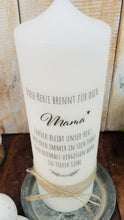 Load and play video in Gallery viewer, Mourning candle &quot;Senta&quot; * Mama This candle burns | never forget | In deep love* with saying - personalisable
