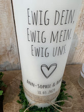 Lade das Bild in den Galerie-Viewer, Hochzeitskerze &quot;Ann&quot; *Ewig Dein, Ewig mein, Ewig uns.* Stempel - personalisiert
