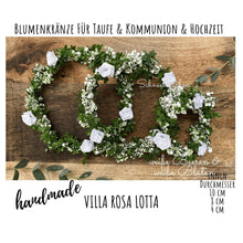 Lade das Bild in den Galerie-Viewer, Blumenkranz &quot;Rosen&quot; weiß - Kerzenzubehör
