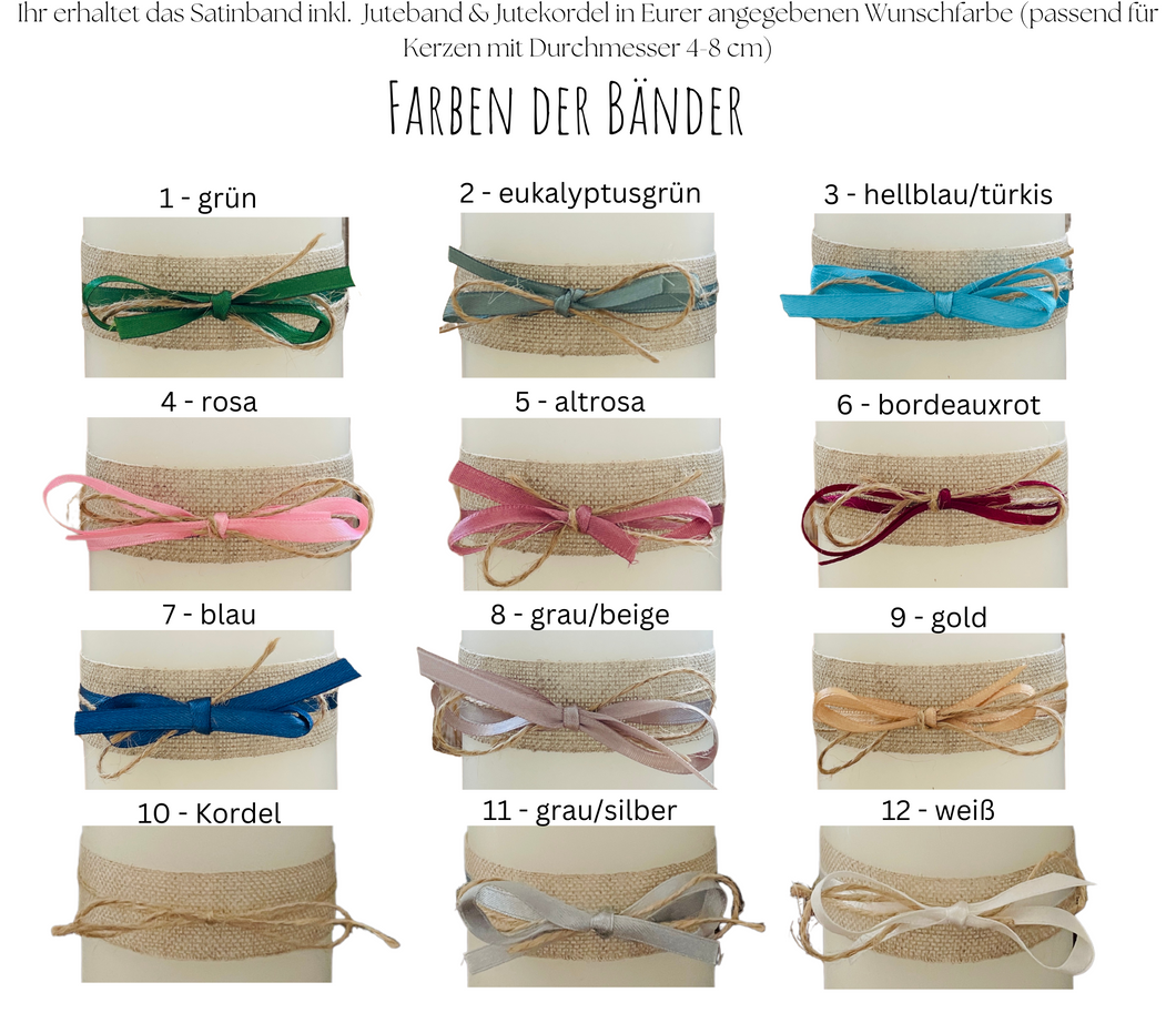 Kerzen Band Jute Spitze weiss Kordel zum dekorieren der Kerze im Set -DIY- Kommunionkerze | Taufkerze | Hochzeitskerze