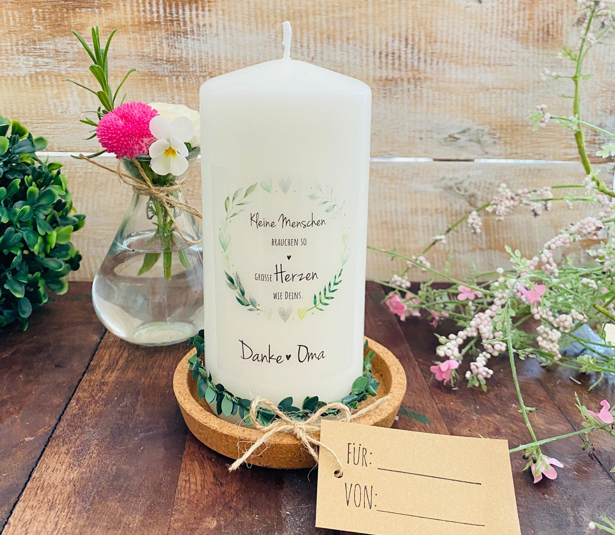 Geschenk Kerze &amp;quot;Danke Oma&amp;quot; zum Muttertag – Villa Rosa Lotta