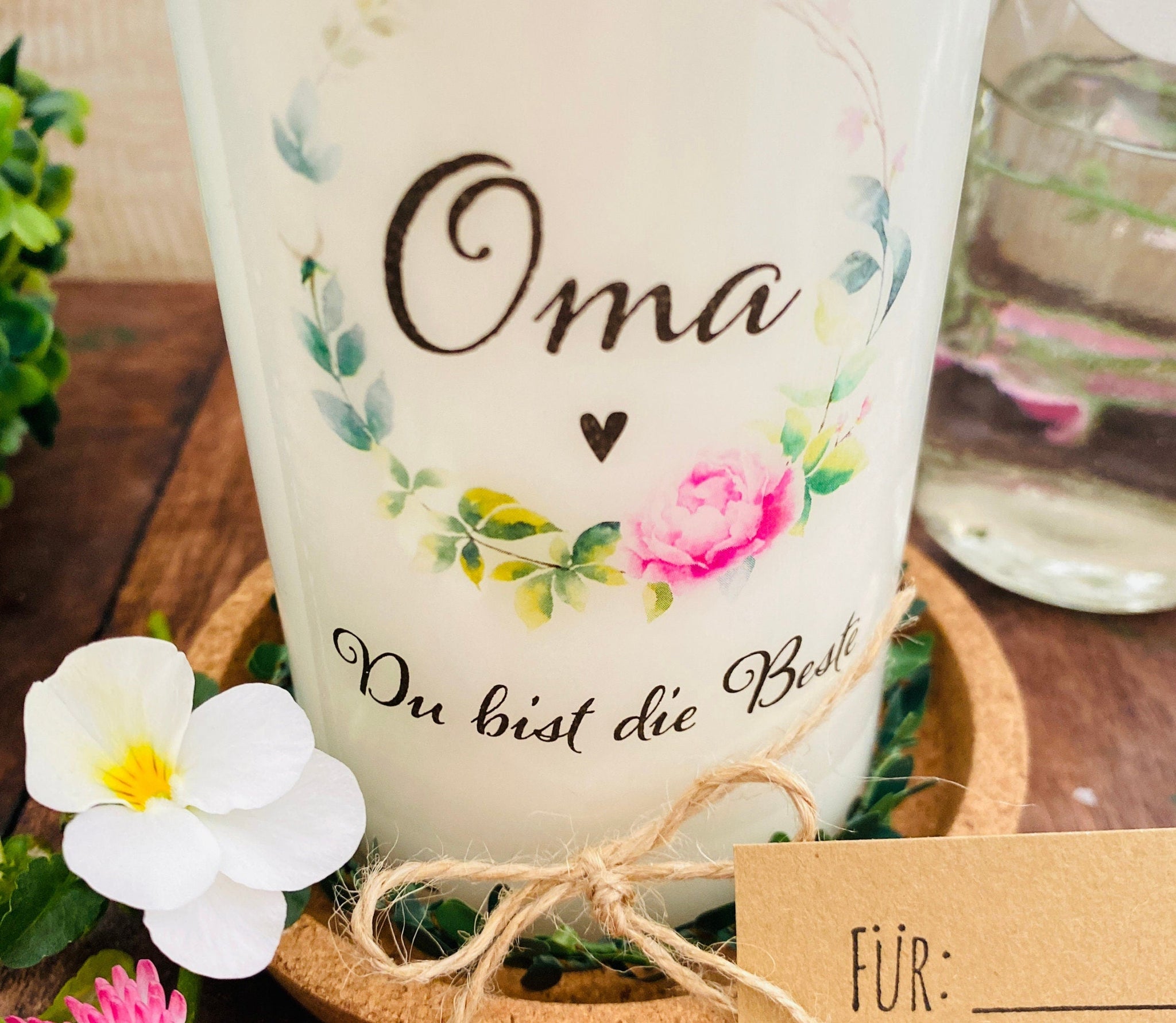 Gift candle &amp;quot;Grandma you are the best&amp;quot; for Mother&amp;#39;s Day – Villa Rosa Lotta