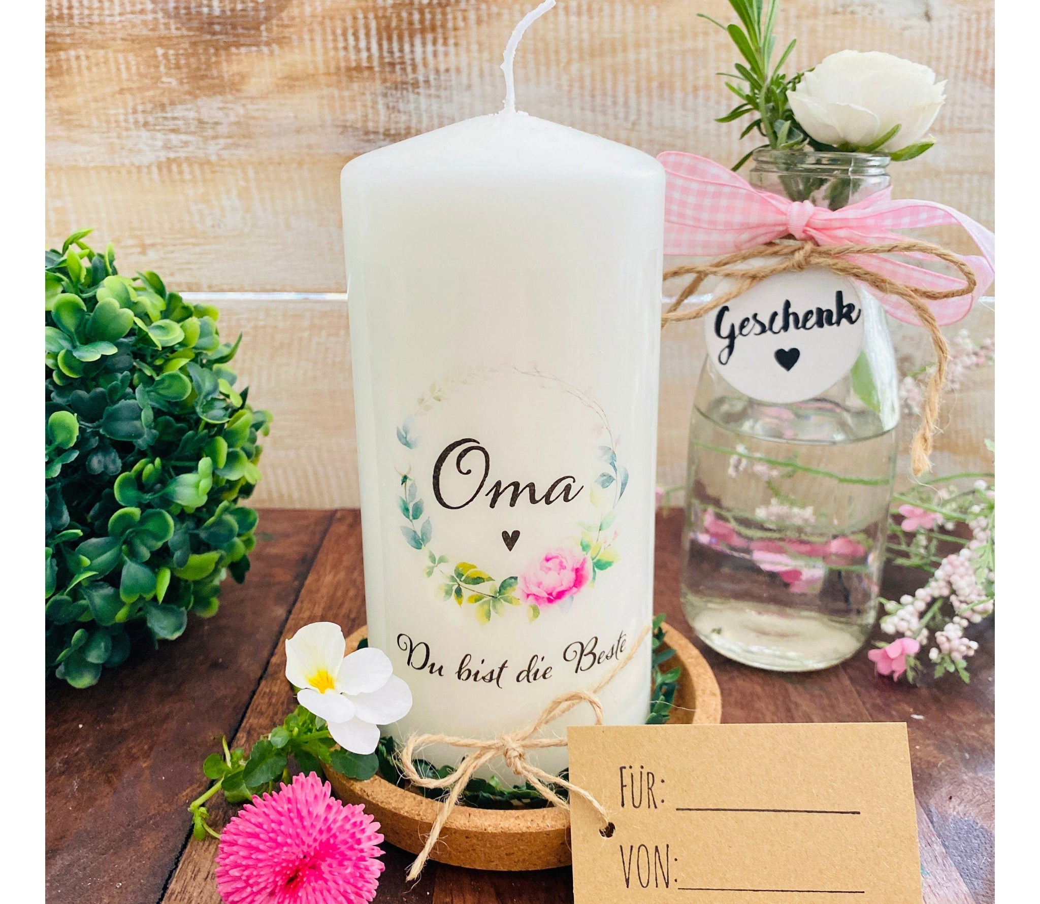 Gift candle &amp;quot;Grandma you are the best&amp;quot; for Mother&amp;#39;s Day – Villa Rosa Lotta