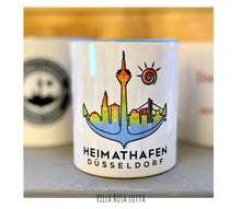Load image into Gallery viewer, Heimathafen Düsseldorf Tasse Becher &quot;Düssel&quot; rot &amp; blau
