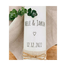 Load image into Gallery viewer, Hochzeitskerze &quot;Nele&quot; Herz minimalistisch - personalisiert
