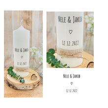 Load image into Gallery viewer, Hochzeitskerze &quot;Nele&quot; Herz minimalistisch - personalisiert
