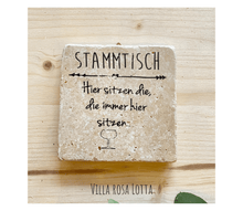 Load image into Gallery viewer, Kachel mit Spruch &quot;Stammtisch&quot; als Bierdeckel/Untersetzer - handmade
